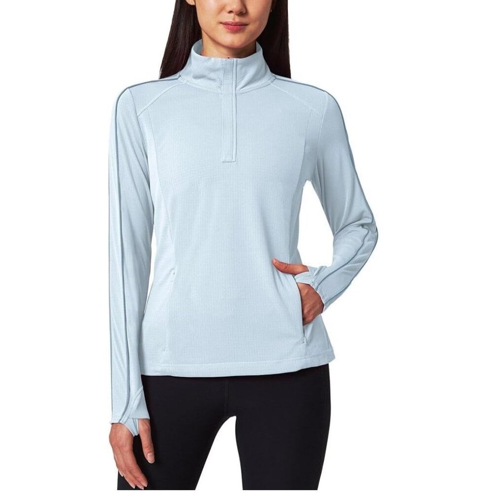 NWoT Mondetta Women Active 1/4 Zip Long Sleeve Top Blue Size M $50 10HL311